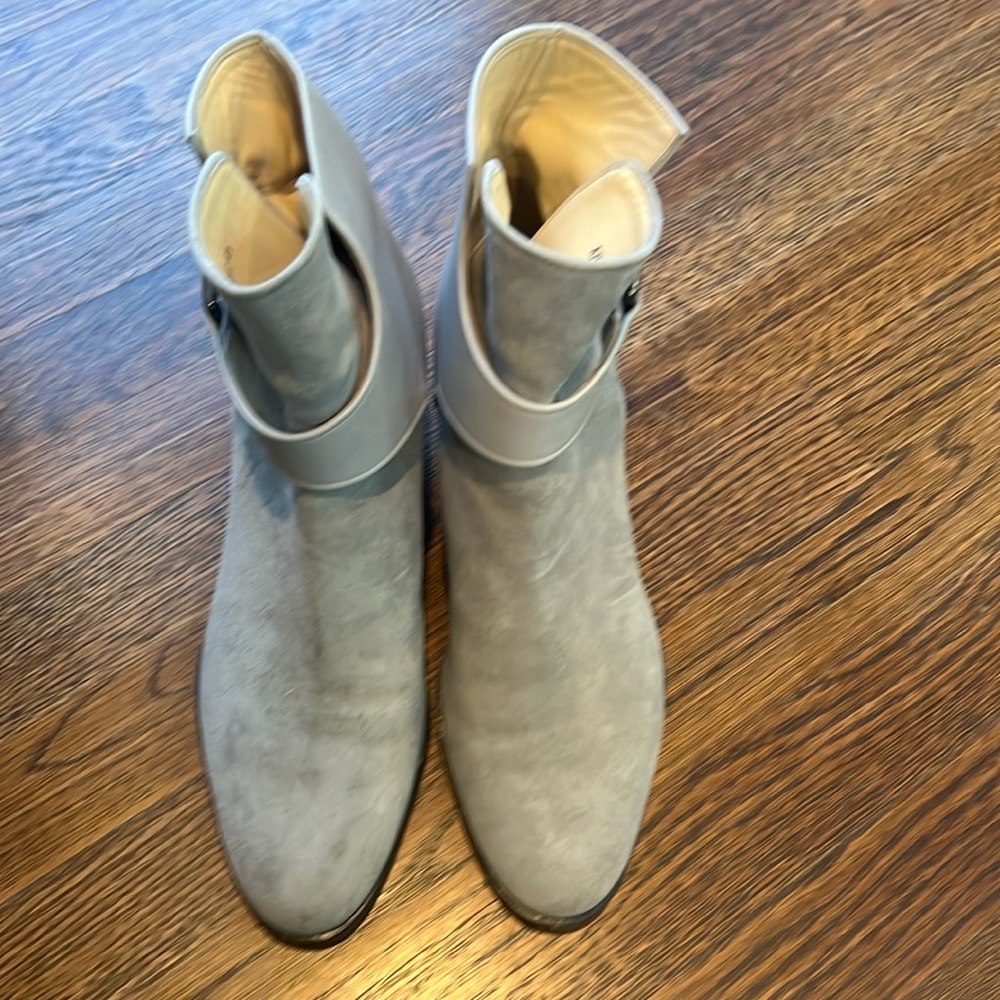 Grey suede and leather booties